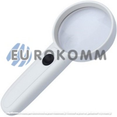 Лупа ручная MG6B-4P круглая с LED подсветкой, 4X, диам.-65мм + 12X, диам.-17мм, Zhongdi
