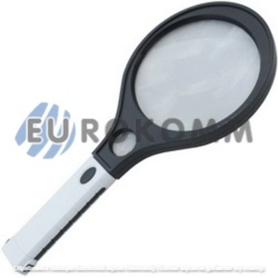 Лупа ручная MG80138-B круглая с LED подсветкой +UV, 3X, диам.-138мм + 10X, диам.-30мм, Zhongdi