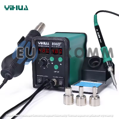 Паяльная станция 2в1 YIHUA 898D+ (паяльник + турбинный фен), 2 дисплея