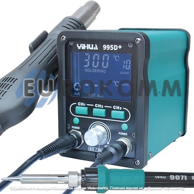 Паяльна станція 2в1 YIHUA 995D+ (паяльник+фен), 1 великий дисплей