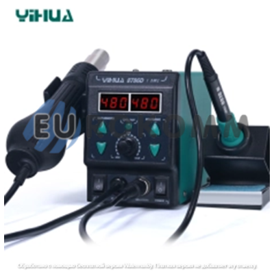 Паяльная станция 2в1 YIHUA 8786D-I (паяльник+фен), 2 дисплея, зелёный