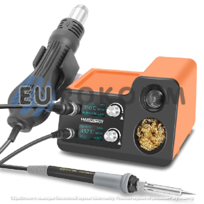 Паяльная станция 2в1 HandsKit 8936 (паяльник+фен), OLed дисплей, 220V