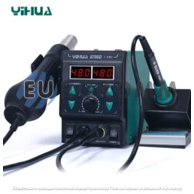 Паяльна станція 2в1 YIHUA 8786D-I (паяльник+фен), 2 дисплея, зелений