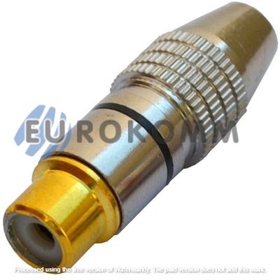 Гнездо RCA silver-gold, диам.- 6,5мм, корпус металл, чёрный