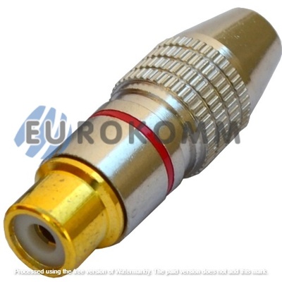Гнездо RCA silver-gold, диам.- 6,5мм, корпус металл, красный
