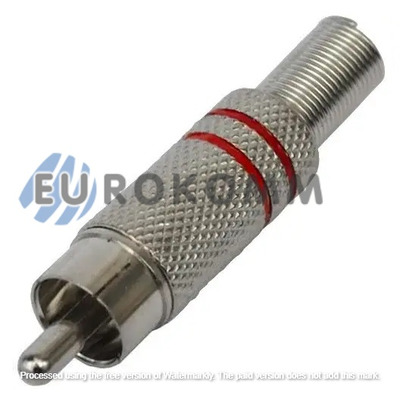 Штекер RCA с пружиной, диам.-6,5мм, металл, красный