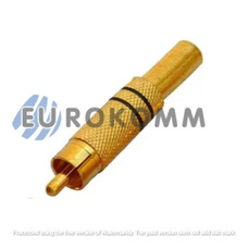 Штекер RCA gold, с пружиной, диам.-6,5мм, металл, чёрный