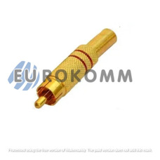 Штекер RCA gold, с пружиной, диам.-6,5мм, металл, красный
