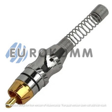 Штекер RCA silver-gold, с длинной пружиной, диам.- 6.5мм, чёрный