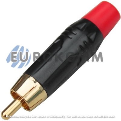Штекер RCA gold, металлический корпус, красный