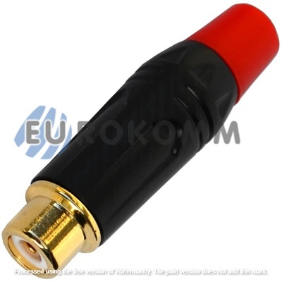 Гнездо RCA gold, металлический корпус, красное