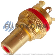 Гнездо RCA монтажное, с изолятором, HQ gold, корпус металл, красная полоса
