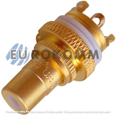 Гнездо RCA монтажное, с изолятором, HQ gold, корпус металл, белая полоса