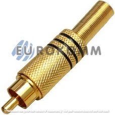 Штекер RCA металл. gold, с пружиной, диам.-6.5мм, чёрный