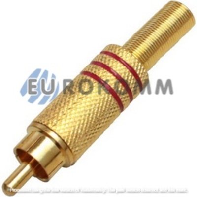 Штекер RCA металл. gold, с пружиной, диам.-6.5мм, красный