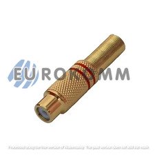 Гнездо RCA gold, под шнур, диам.-6.5мм, металл, красное