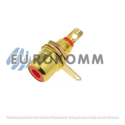 Гнездо RCA монтажное, металл gold, красное