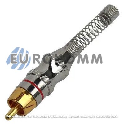 Штекер RCA silver-gold, с длинной пружиной, диам.- 6.5мм, красный