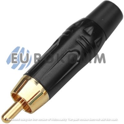 Штекер RCA gold, металлический корпус, чёрный