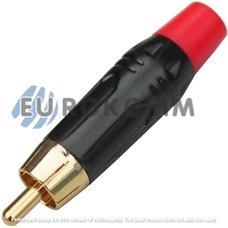 Штекер RCA gold, металлический корпус, красный