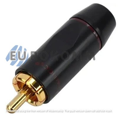 Штекер RCA профессиональный, gold, диам.-6мм, красная полоса