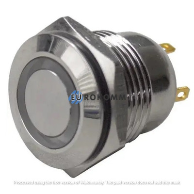 Кнопка антивандальная 16мм без фиксации, 4-х контактная, 12V, под пайку, с подсветкой