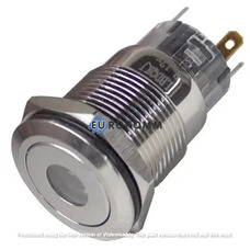 Кнопка антивандальная 19мм без фиксации, 5-и контактная, 12V, под пайку, с подсветкой (Тип2)