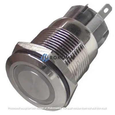 Кнопка антивандальная 19мм без фиксации, 5-и контактная, 12V, под пайку, с подсветкой