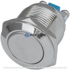 Кнопка антивандальная 19мм без фиксации (OFF-(ON)), 2-х контактная, 2A 220V, под винт (плоская)