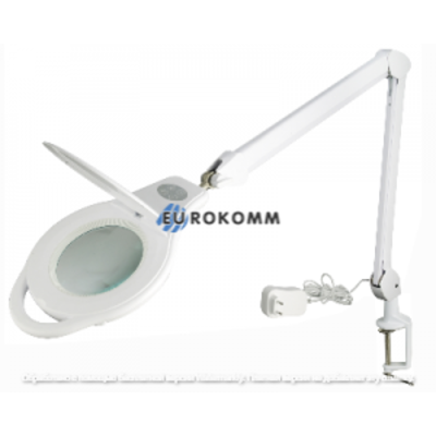 Лупа-лампа 8060LED-2 струбцина, LED подсветка (48 тёплый + 48 холодный) + диммер 5D, диам.-130мм, стекло