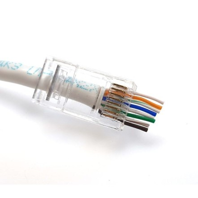 Штекер 8р8с (RJ-45), cat.-5E, сквозные отверстия