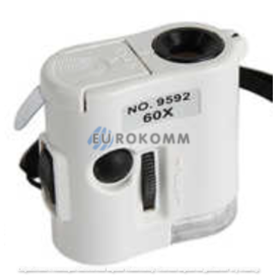 Мини микроскоп NO.9592-1 с прищепкой, 60X, подсветка + UV (3LR43)