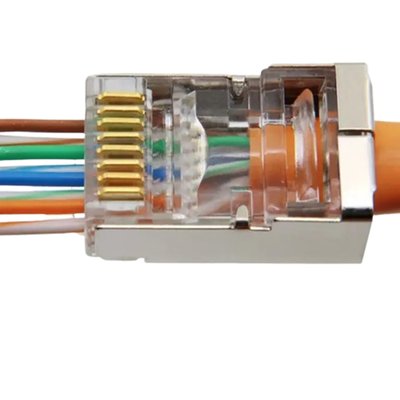 Штекер 8р8с (RJ-45), cat.-5E, наскрізні отвори