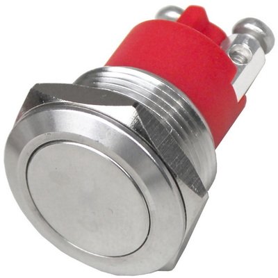Кнопка антивандальная Daier GQ-19F, OFF-(ON), без фиксации, 2pin, под винт, 3A 250V