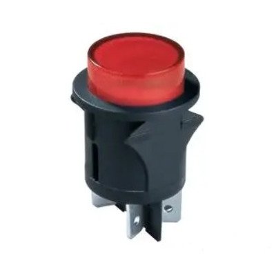 Кнопка Daier PS-18-16N-2, с подсветкой, ON-OFF, 4pin, 16A 250V, красная