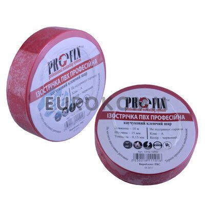 Изолента PROFIX 0,13х15мм 10м красная