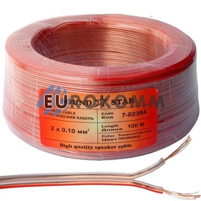 Акустический кабель 2x0.10 CCA Sound Star прозрачный 100м