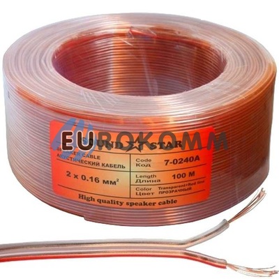 Акустический кабель 2x0.16мм² CCA Sound Star прозрачный 100м