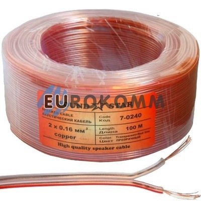 Акустический кабель 2x0.16мм² CU Sound Star прозрачный 100м