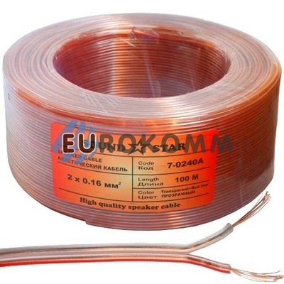 Акустичний кабель 2x0.16мм² CCA Sound Star прозорий 100м