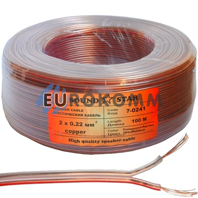 Акустичний кабель 2x0.22мм² CU Sound Star прозорий 100м