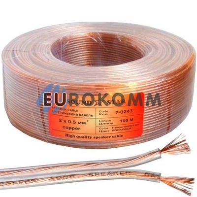 Акустический кабель 2x0.5мм² CU Sound Star прозрачный 100м