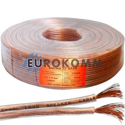 Акустический кабель 2x1.5мм² CU Sound Star прозрачный 100м