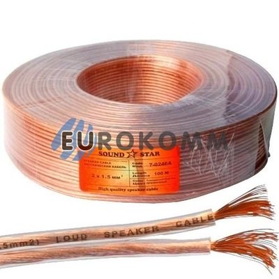 Акустический кабель 2x1.5мм² CCA Sound Star прозрачный 100м