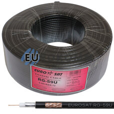 Коаксиальный кабель RG-59 EUROSAT 3C2V-/64CCA CU черный 100м