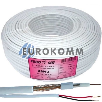 Коаксиальный кабель 3C2V+2х0.51 EUROSAT KBH-2 белый 100м