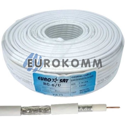 Коаксиальный кабель RG-6 EUROSAT F604ST белый 100м