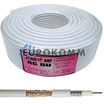 Коаксиальный кабель RG-6 EUROSAT CF603ST белый 100м