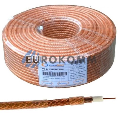 Коаксиальный кабель RG-6 CommSpace CF606ST прозрачный 100м