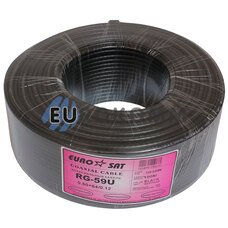 Коаксиальный кабель RG-59 EUROSAT 3C2V-/64CCA CU черный 100м Коаксиальный кабель RG-59 EUROSAT 3C2V-/64CCA CU черный 100м